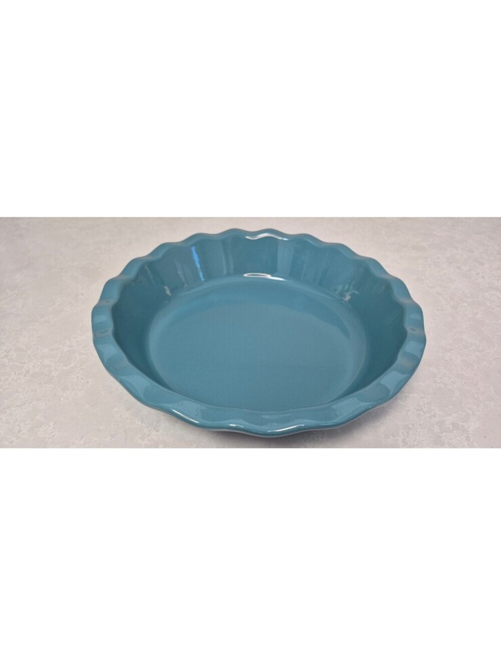 Emile Henry France 61.31 Ceramic Ruffled Pie Dish Baking Pan Blue 10"